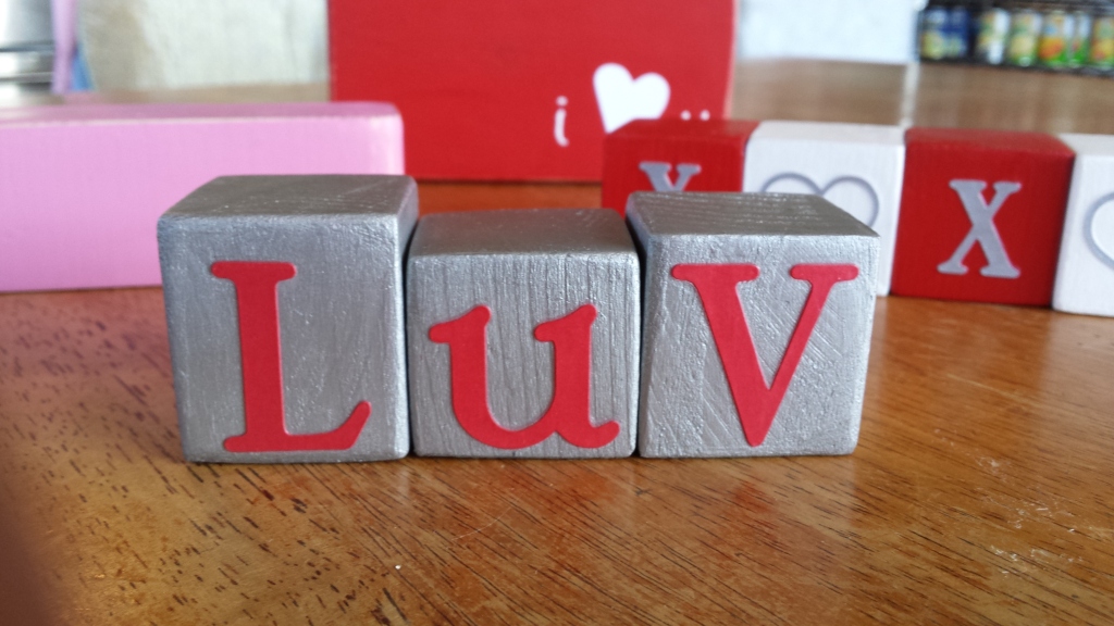 Kid Business: LUV wood blocks for Valentine's Day Decor